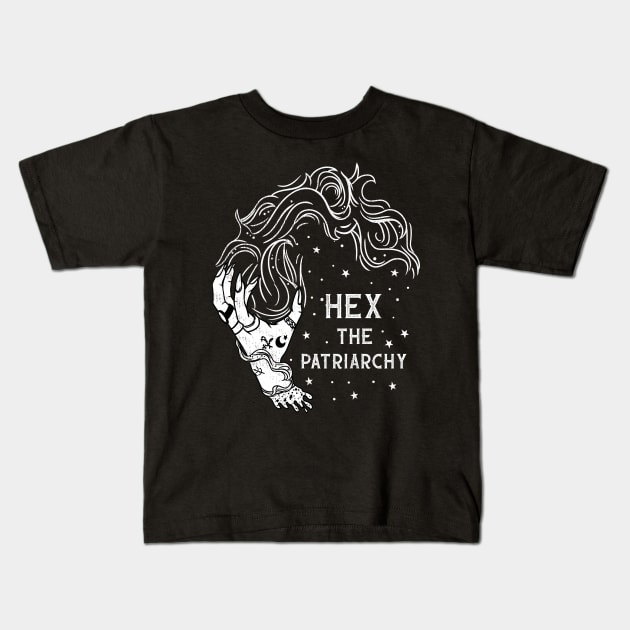 Hex the Patriarchy - Funny Witchcraft T-Shirt Kids T-Shirt by biNutz